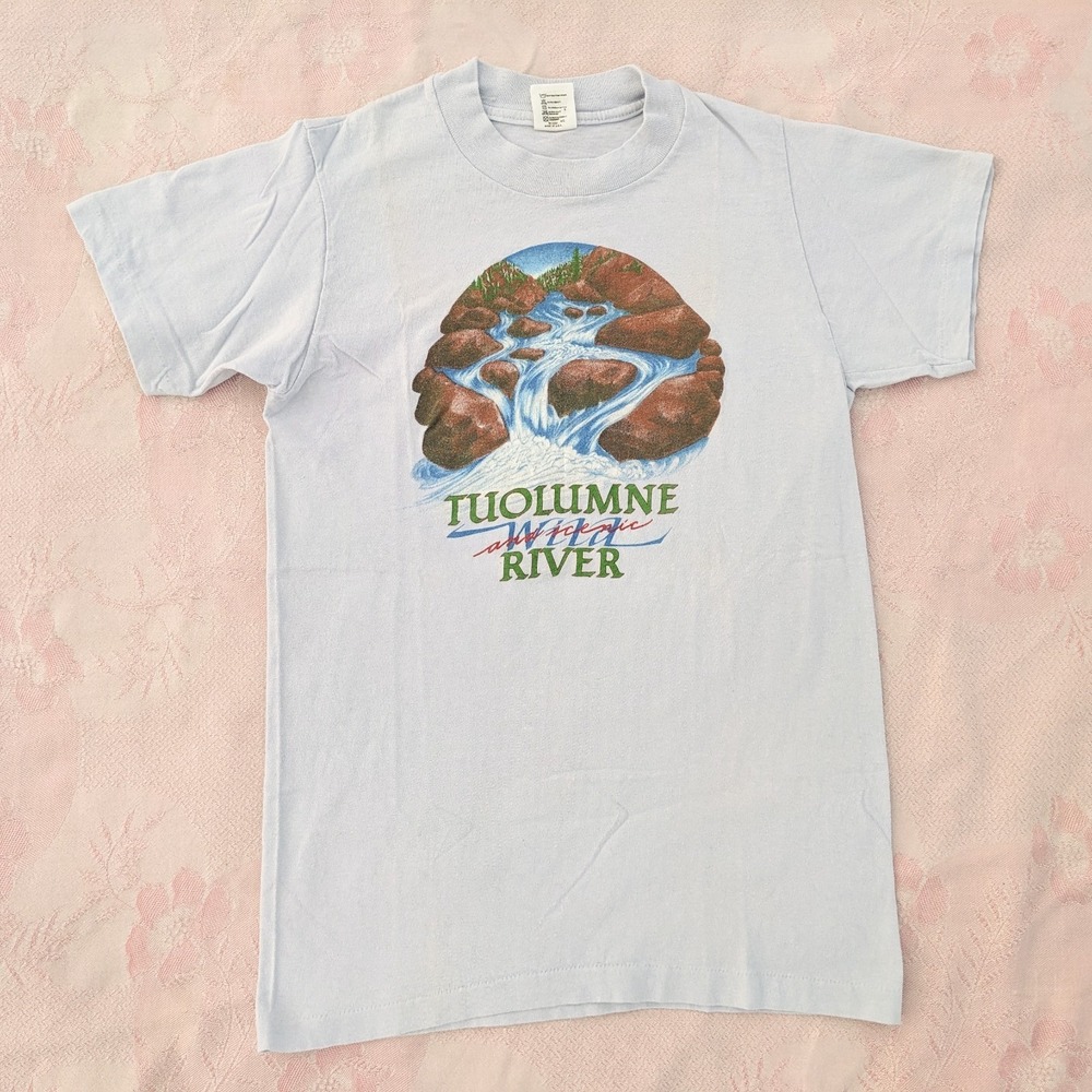 Vintage Tuolumne River T-Shirt XS Grey Single Stitch Graphic Nature Tee USA Made - Picture 3 of 16